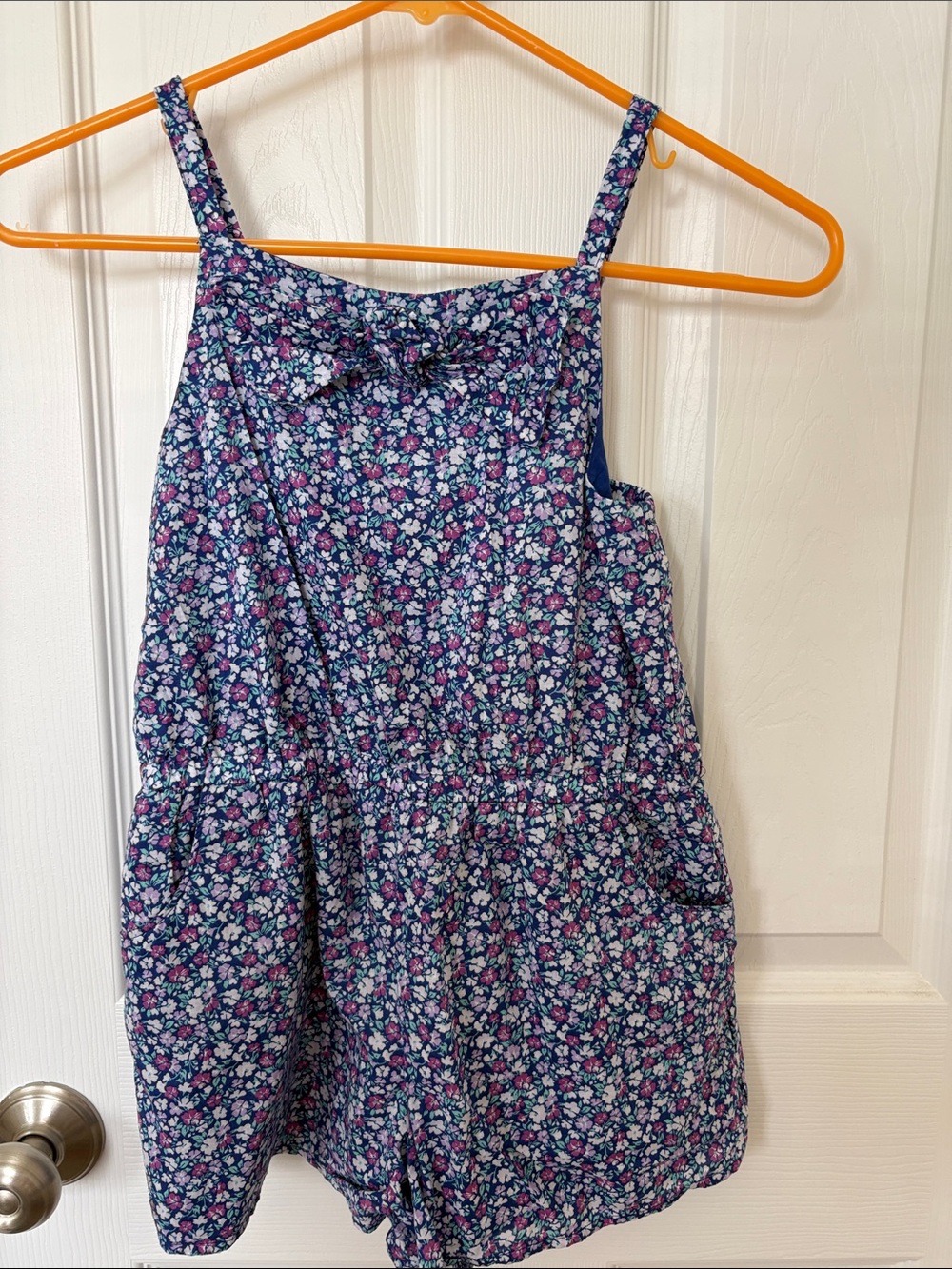 Janie and Jack Navy Floral Romper with Pink Accents size 8 EUC school , vacation